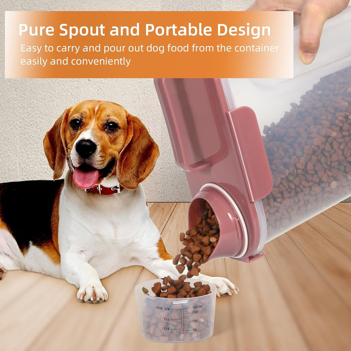 5-7Lbs Cat Dog Storage Container, Portable Pet Food Containers with Upgraded Large Spout and Cup