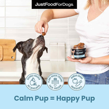 JustFoodForDogs Calming Supplement for Dogs Soft Chew to Support Stress and Anxiety, Melatonin
