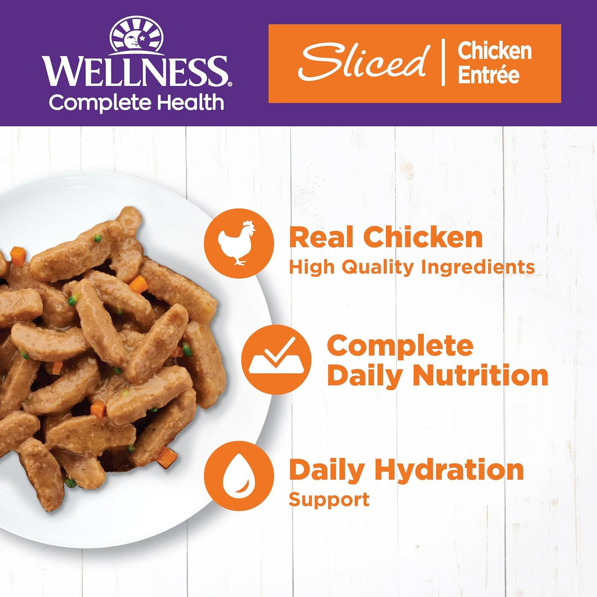 Wellness Complete Health Sliced Adult Wet Cat Food, Natural, Protein-Rich, Grain Free, 5.5 Ounce