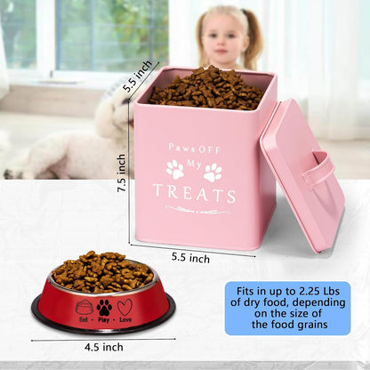 Meraki Home Small Dog Food Container and Dog Treats Container - Tight Lids - Feed Scoop and Pet