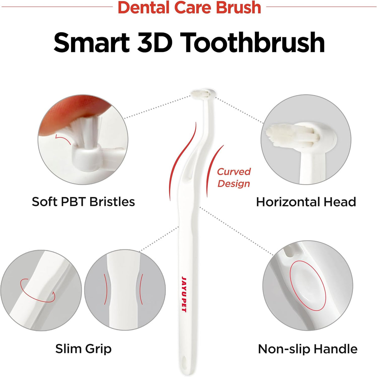 JAYU PET Dental Care Brush (Soft Bristles) 1ea - Dog Toothbrush, Cat Toothbrush, Dental Care for