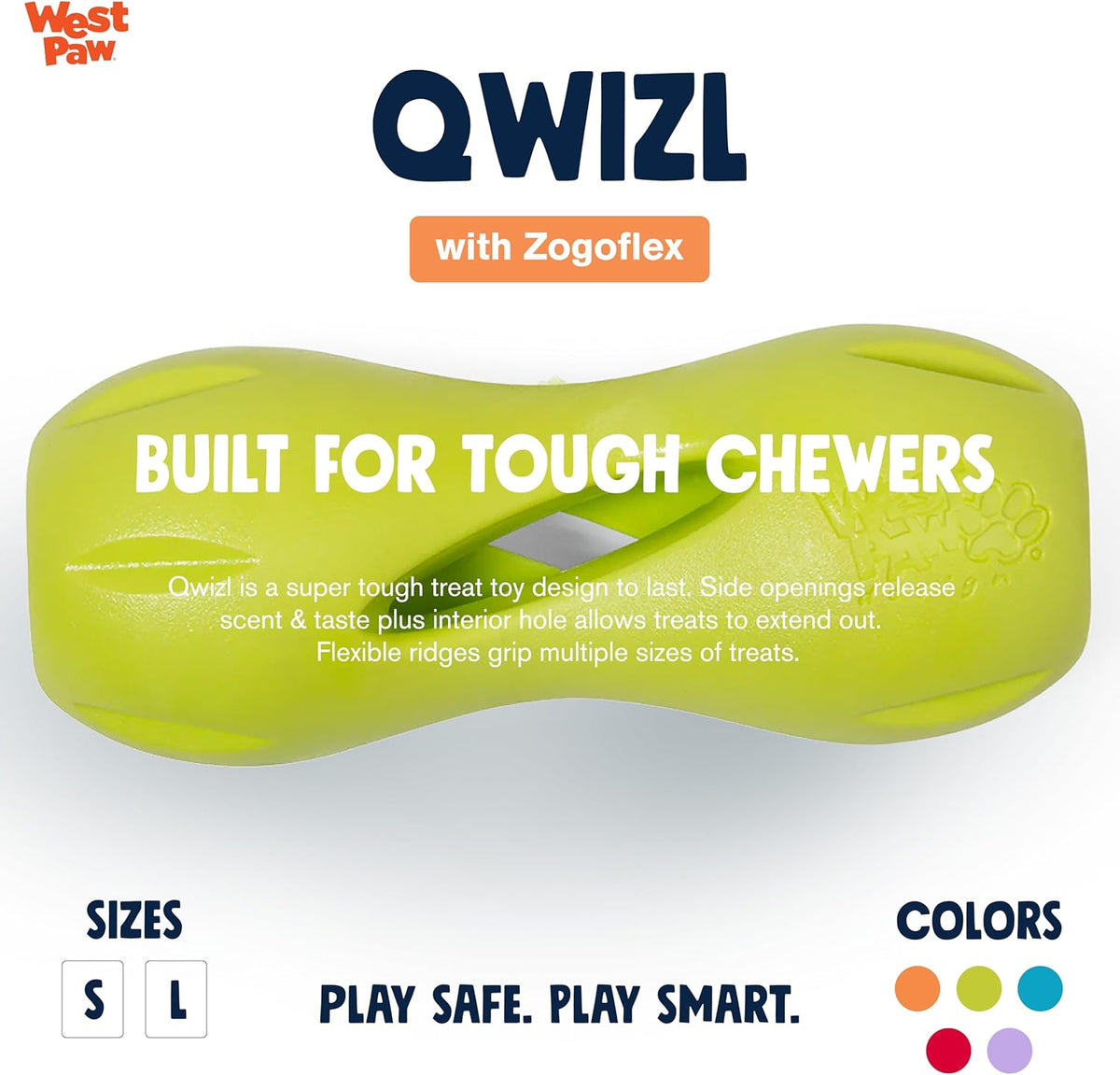 West Paw Zogoflex Qwizl Dog Puzzle Treat Toy – Interactive Chew Toy for Dogs – Dispenses Pet Treats