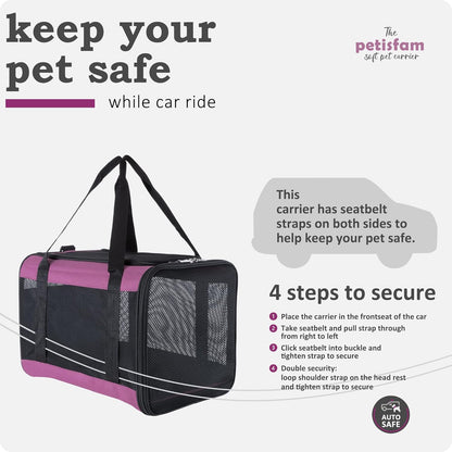petisfam Soft Pet Carrier for Large and Medium Cats, 2 Kitties, Small Dogs. Easy to Get Cat in
