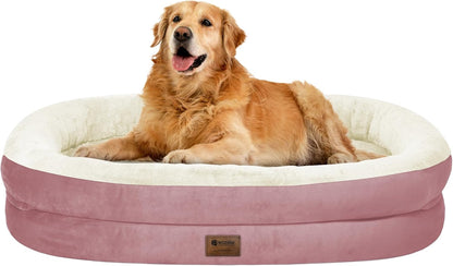 Orthopedic Waterproof Large Dog Bed: Memory Foam Washable Dog Bed with Bolsters - XL Removable