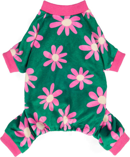 Fitwarm Flower Fleece Dog Pajamas, Warm Winter Dog Clothes for Small Dogs Girl, Cozy Pet Onesie