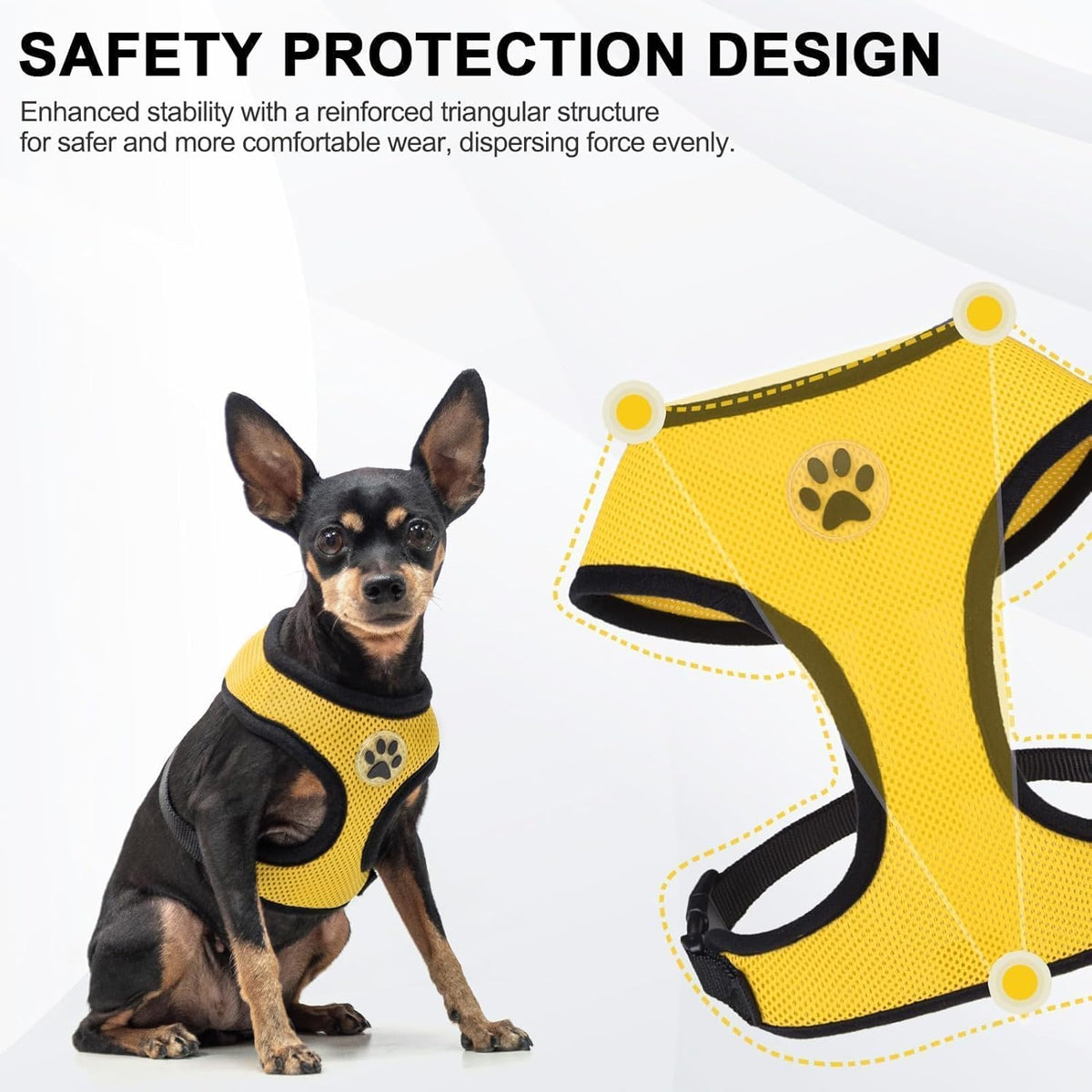 BINGPET No Pull Dog Harness,Soft Mesh Breathable All Weather Vest Harness,Safety Protection Design