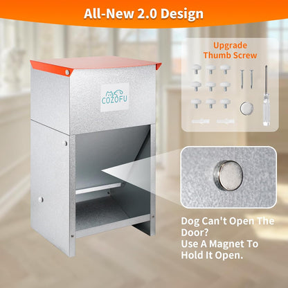 Dog Feeder - Galvanized Metal Pet Food Station for Indoor & Outdoor Use - Automatic Gravity-Fed
