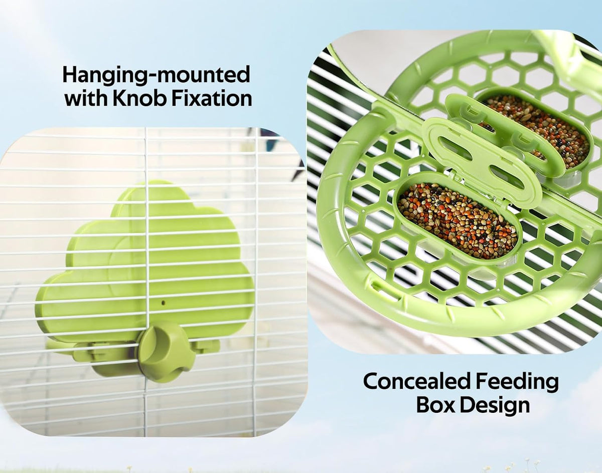 Bird Mirror with Perch & Slow Feeder – Interactive Bird Toy, Birds Cage Accessories for Parakeet