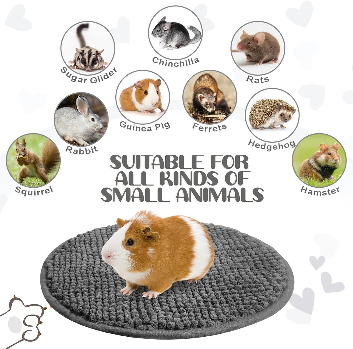 Amylove 4 Pcs Guinea Pig Cage Liner Guinea Pig Bedding Washable Fleece Pee Pads Reusable Small
