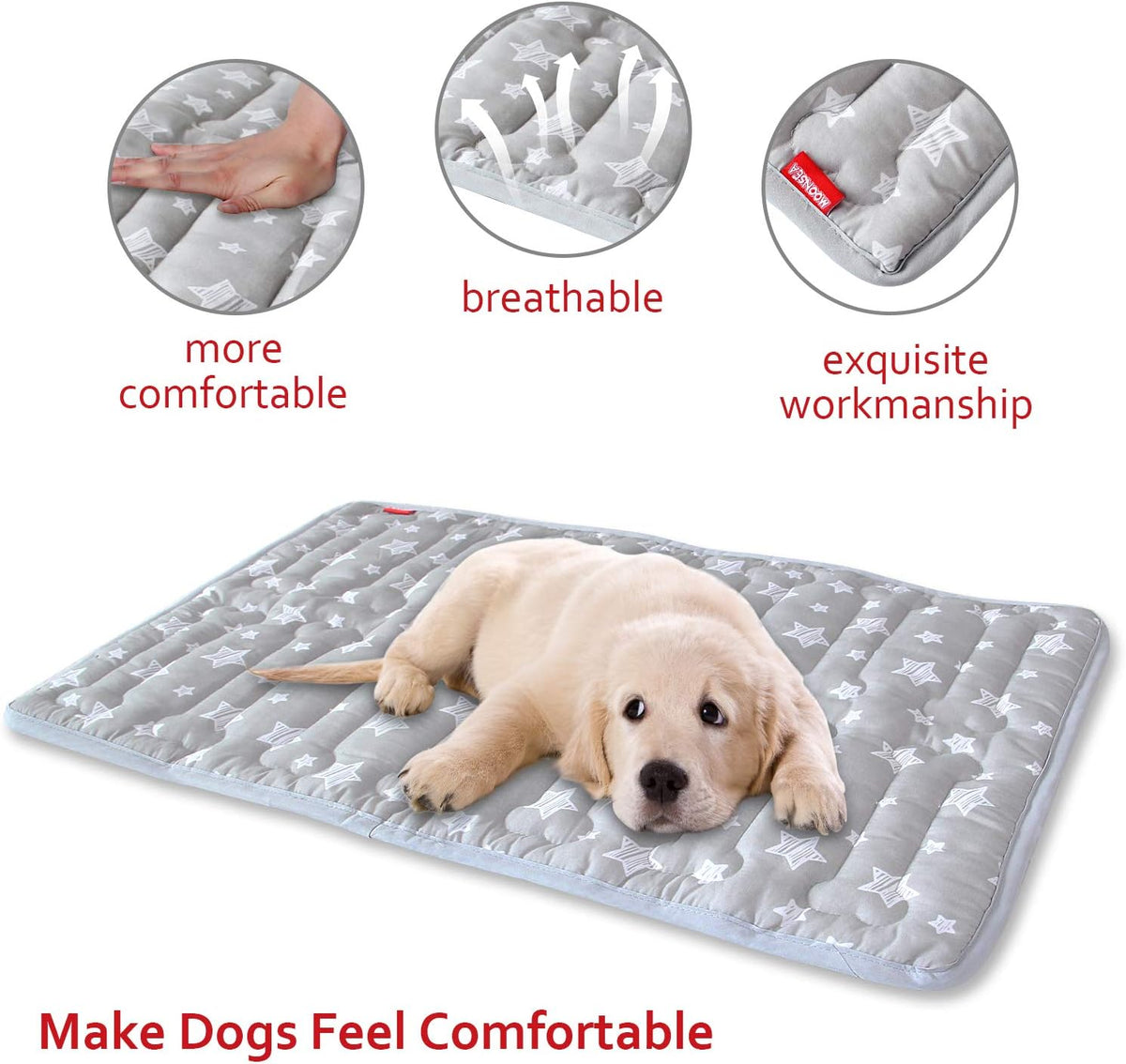 Dog Crate Mat (21" X 14"), Soft Dog Bed Mat with Cute Prints, Personalized Crate Pad, Anti-Slip