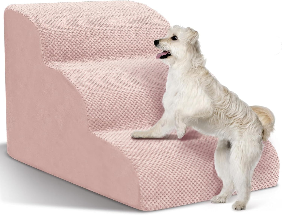 Dog Stairs for Small Dogs - High Density Foam Pet Steps, Extra Wide Dog Ramp with Non-Slip Bottom