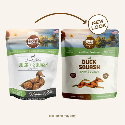 Smart Cookie All Natural Soft Dog Treats - Duck & Squash - Training Treats for Dogs with Allergies