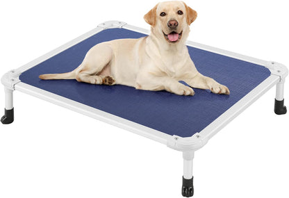 Veehoo Chew Proof Elevated Dog Bed - Cooling Raised Pet Cot - Silver Aluminum Frame and Durable