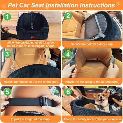 Vivifying Dog Car Seat for Small & Medium Dogs, Detachable & Washable Booster Seat for Pets Up to