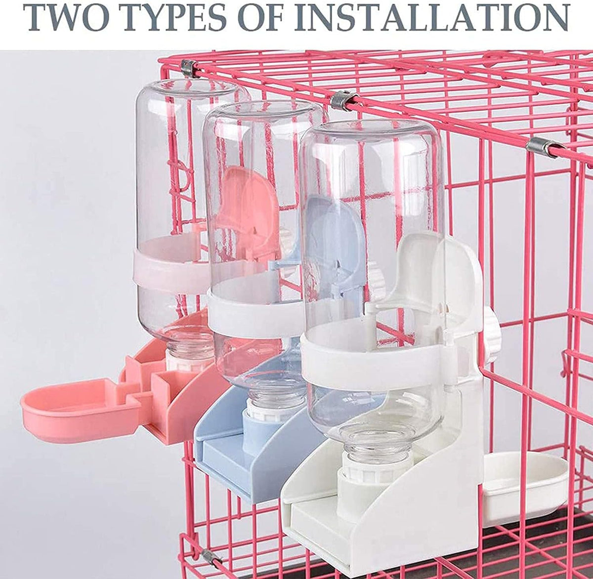 kathson 2PCS Rabbit Water Bottle, 17oz Hanging Water Fountain Automatic Dispenser No Leak