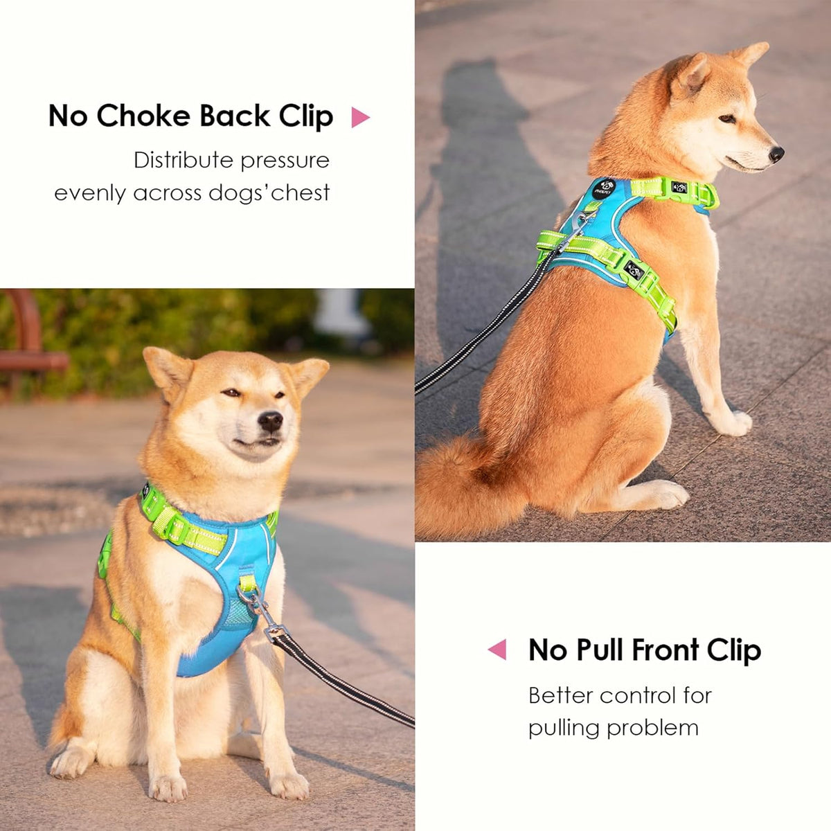 PHOEPET No Pull Dog Harness, Unique Colors Reflective Adjustable Dog Vest, with Soft Training