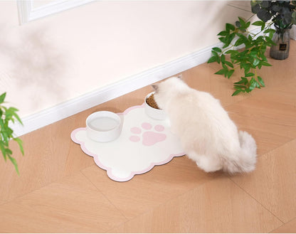 Ralxion Scalloped Dog Feeding Mat, Absorbent Mats for Dog Food and Water Bowl, Dispenser, Cute