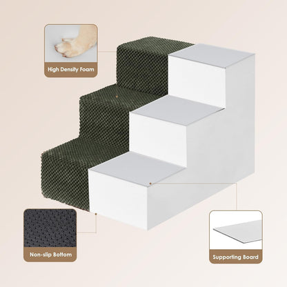 EHEYCIGA Dog Stairs for Small Dogs 13.5" H, 3-Step Dog Steps for Couch Sofa and Chair, Pet Steps