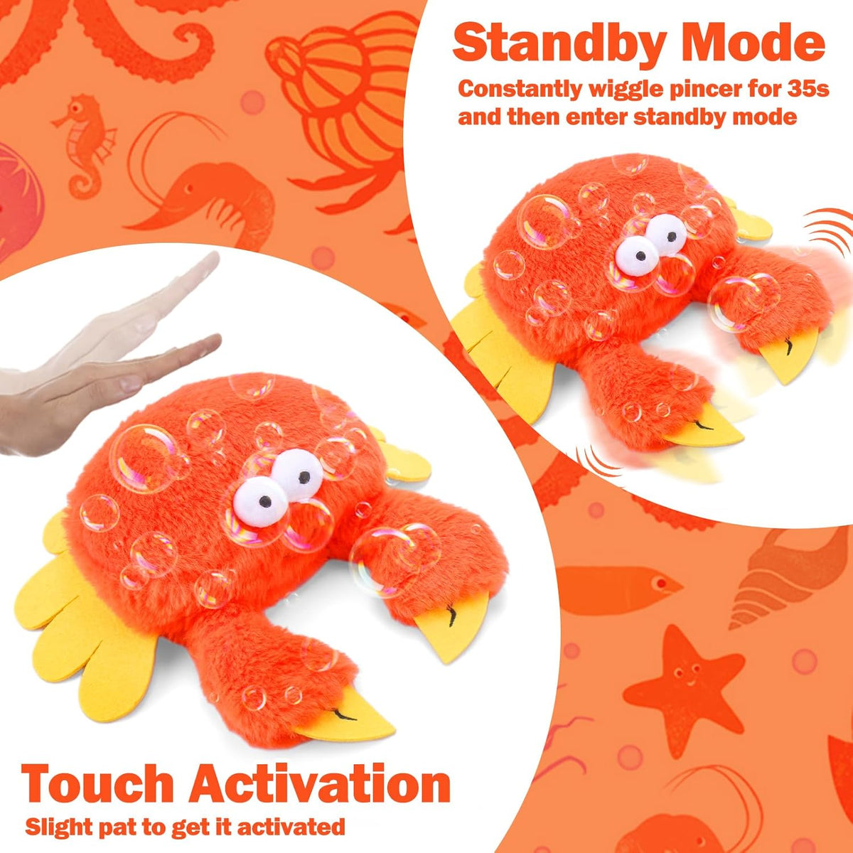 Interactive Dog Toys, Crab Dog Toy that Wiggle Pinchers, Dog Toys to Keep Them Busy, Touch