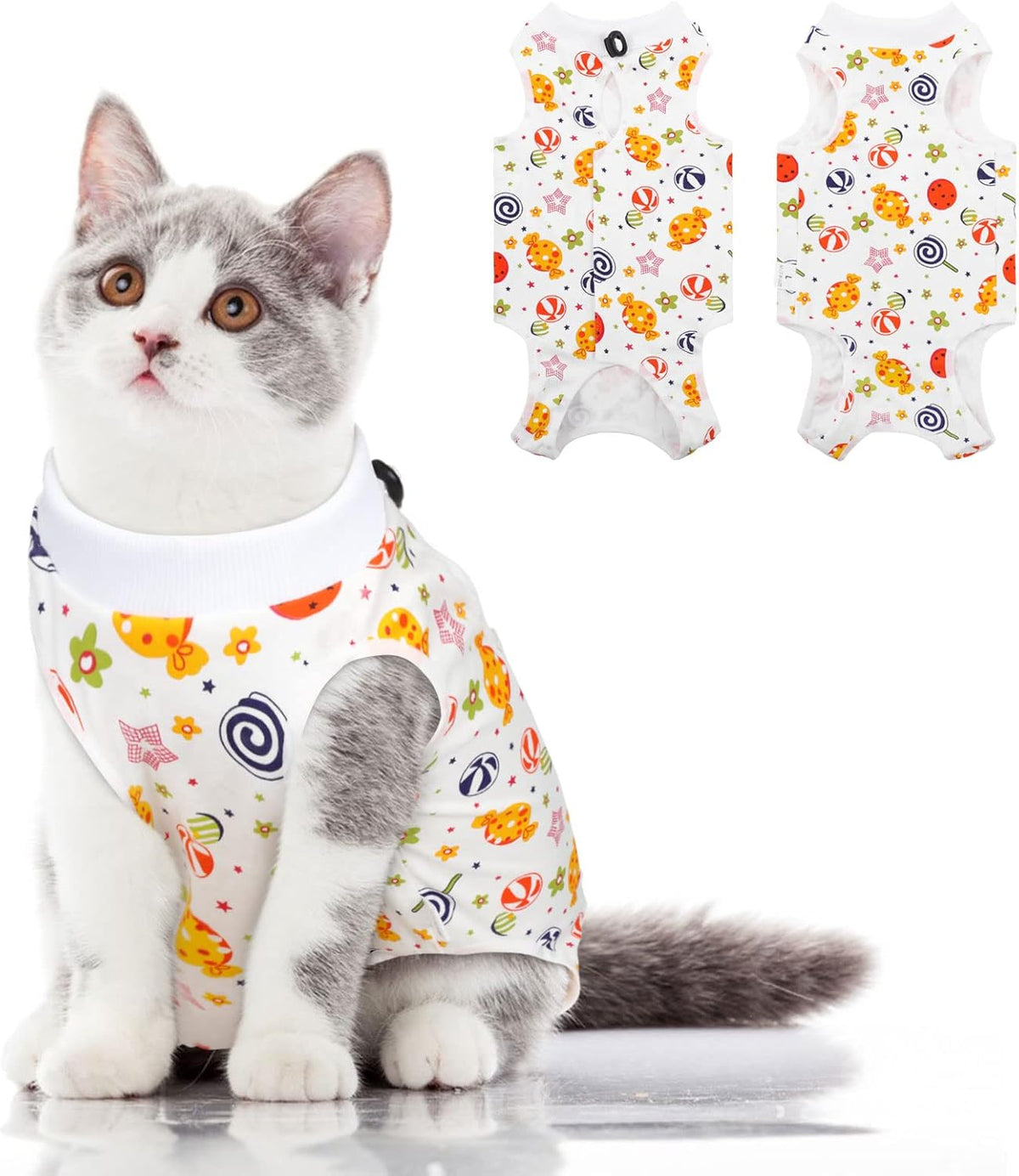 SUNFURA Cat Recovery Suit, Kitten Surgical Full Bodysuit for Abdominal Wound Protector Anti Licking