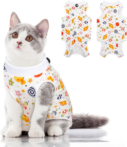 SUNFURA Cat Recovery Suit, Kitten Surgical Full Bodysuit for Abdominal Wound Protector Anti Licking