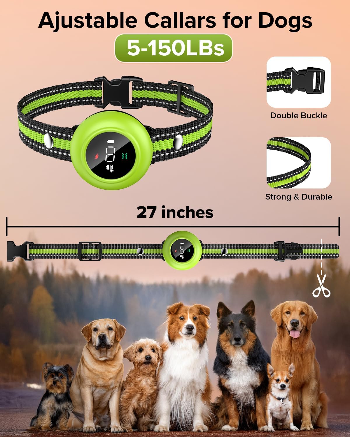XDX 2-in-1 Dog Shock Collar & Bark Collar – 3300FT Dog Training Collar with Remote, Automatic
