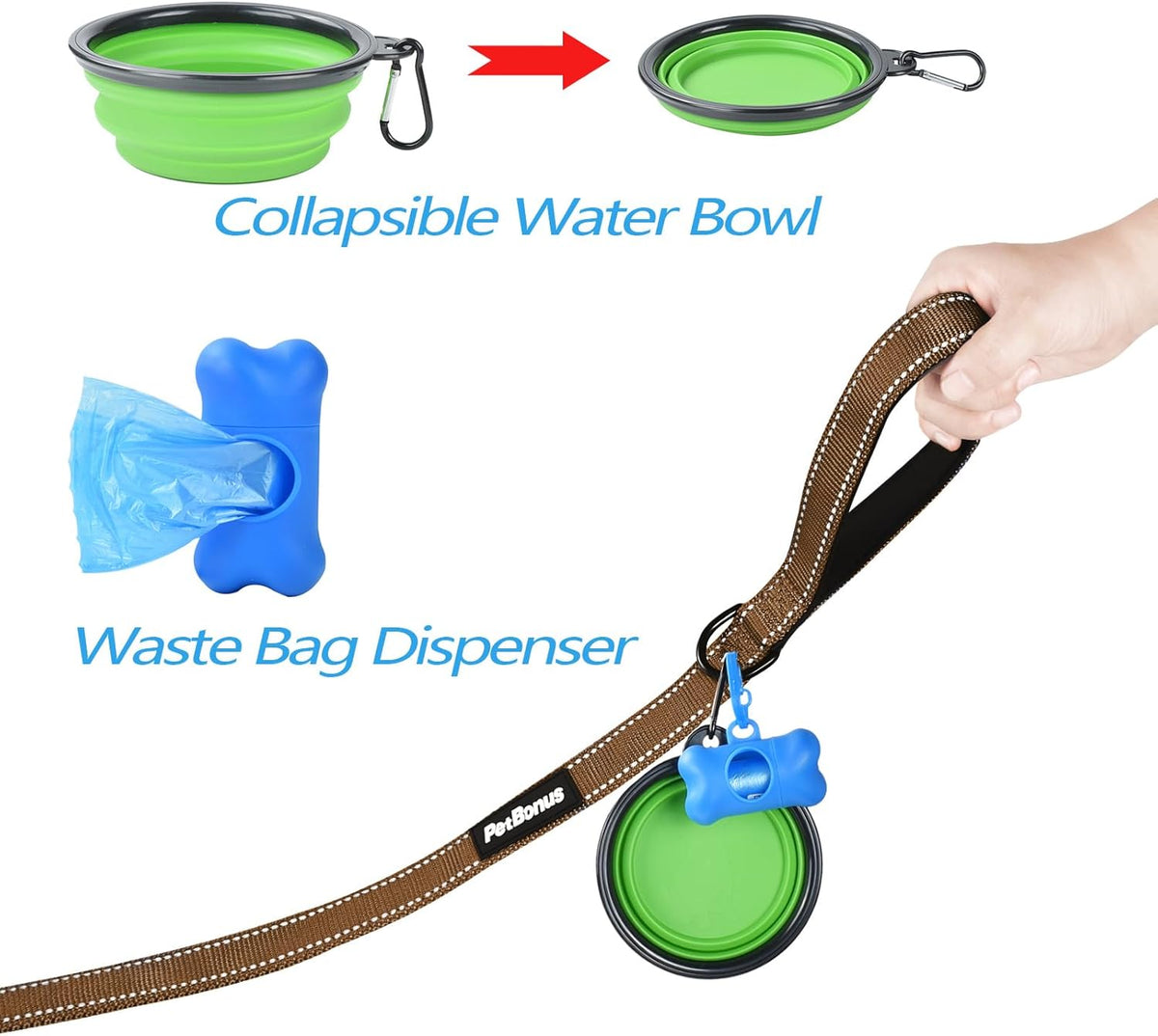PetBonus Double Dog Leash, No Tangle Dual Leash, Reflective Walking Training Lead, 4 Comfortable