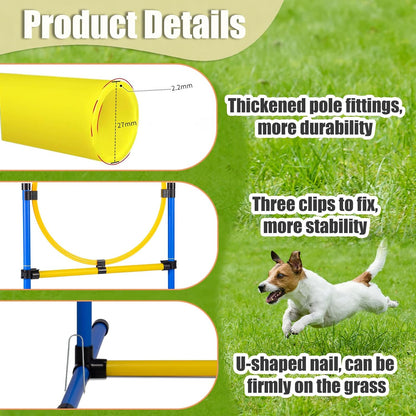 Dog Agility Course Backyard Set，Dog Agility Equipment, Dog Obstacle Course Backyard With 2-Set