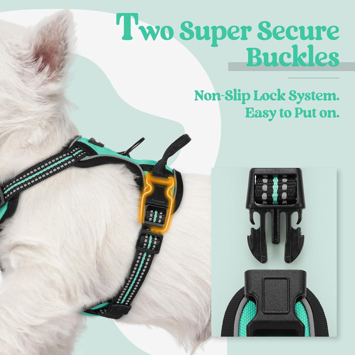 rabbitgoo Dog Harness No Pull with 2 Leash Clips, Adjustable Soft Padded, Reflective Oxford No