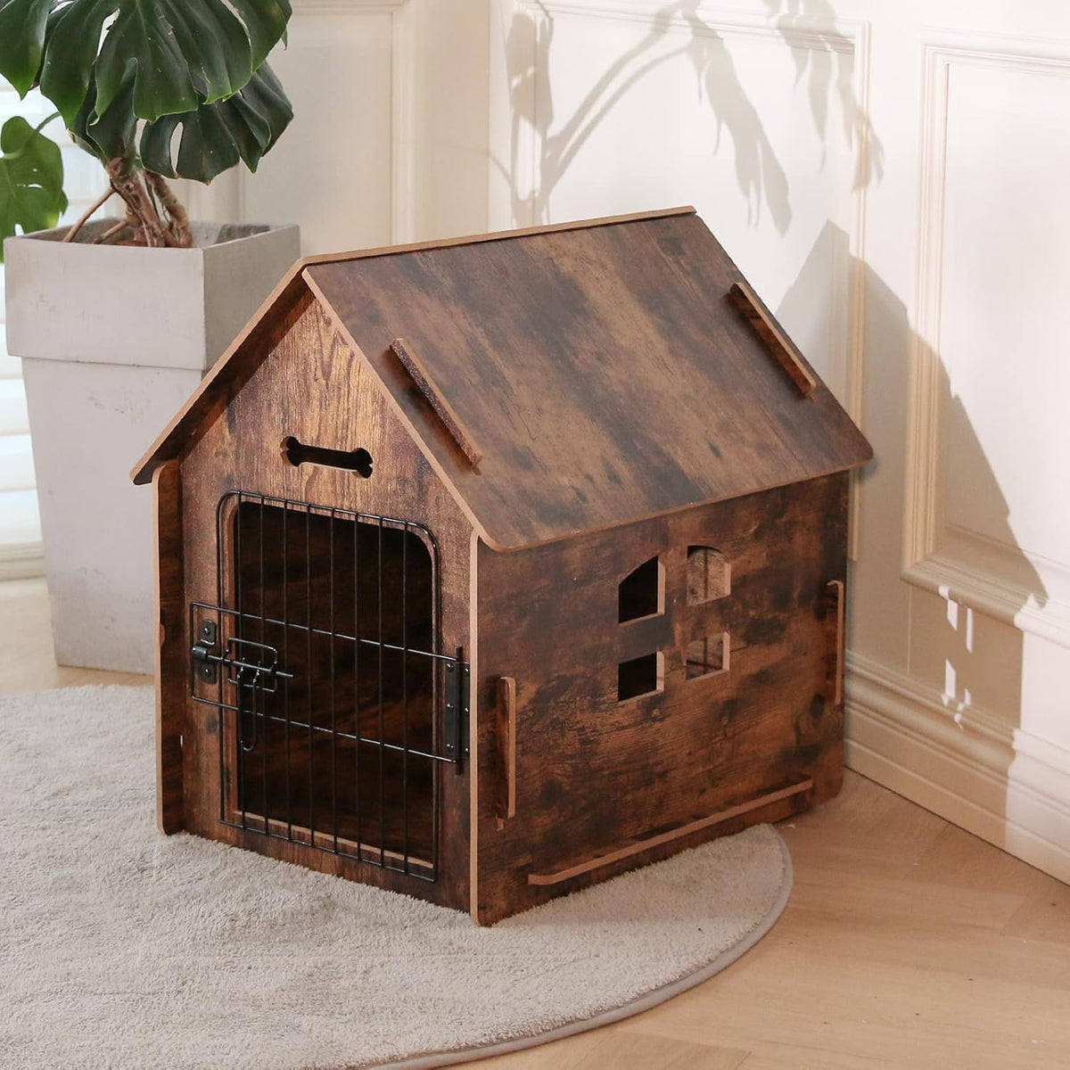 Dog House Indoor for Small Dogs or Cats, Cozy Wooden Design, Small Indoor Bed House, with Air Vents