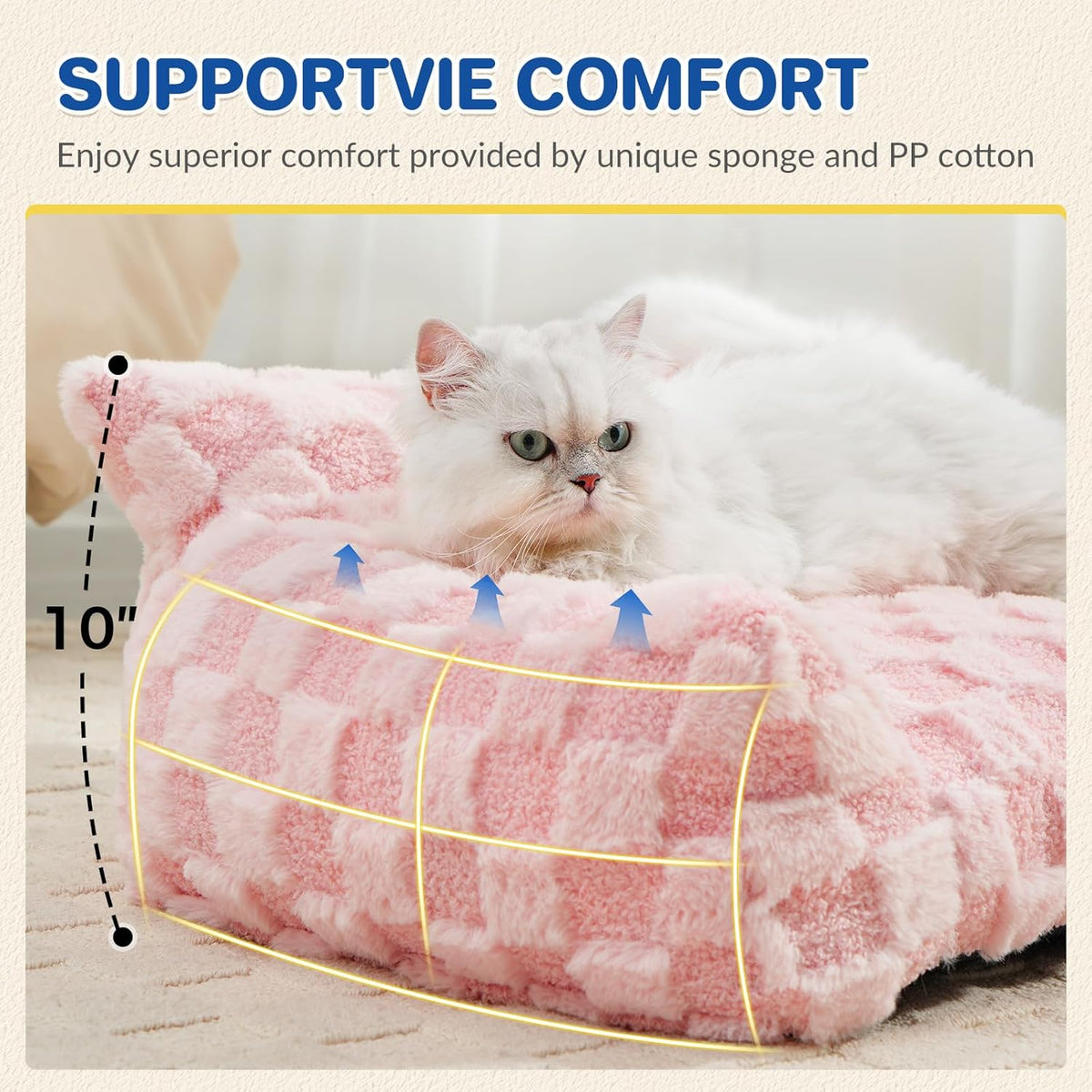 Cat Bed Cat Couch for Puppy and Kitten, Fluffy Dog Bed Medium Dogs Couch, Supportive Cats Sofa for