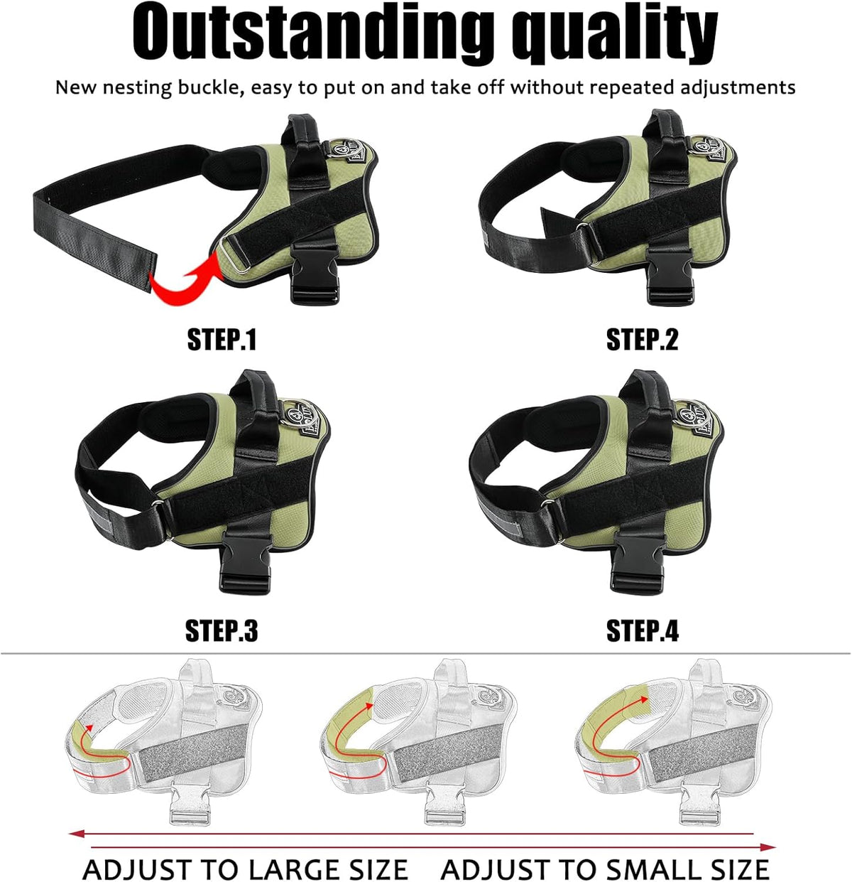 Bolux Dog Harness, No-Pull Reflective Dog Vest, Breathable Adjustable Pet Harness with Handle for