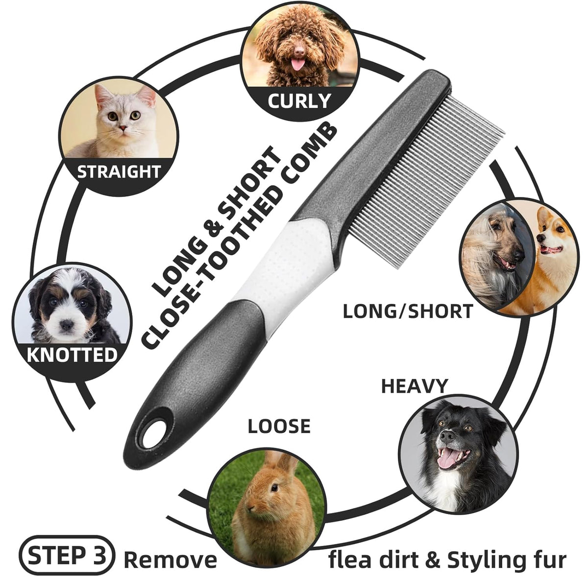 Dog Brush for Shedding, 7 PCS Dog Grooming Brush Kit, Undercoat Rake, Slicker Brush, Deshedding