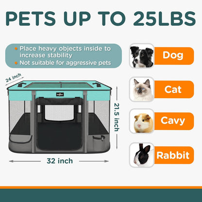 Foldable Pet Kitten Playpen, Waterproof Portable Pet Cat Dog Playpen Kennel Tent for Small Dog Cat