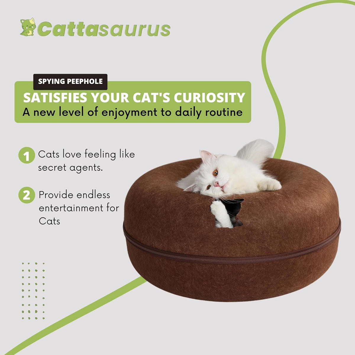 Cattasaurus Peekaboo Cat Cave for Multiple & Large Cats Up to 30-45 Lbs, Scratch Detachable &