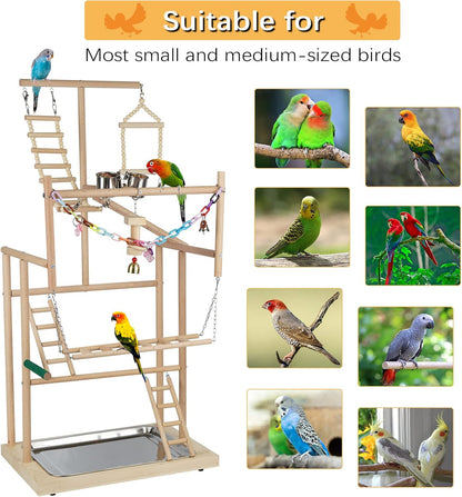 Pet Parrot Playstand Parrots Bird Playground Bird Play Stand Wood Perch Gym Playpen Ladder with