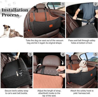 Dog Car Seat for Medium & Large Dogs Up to 55lbs, Memory Foam Cushion, Washable Cover, Safety
