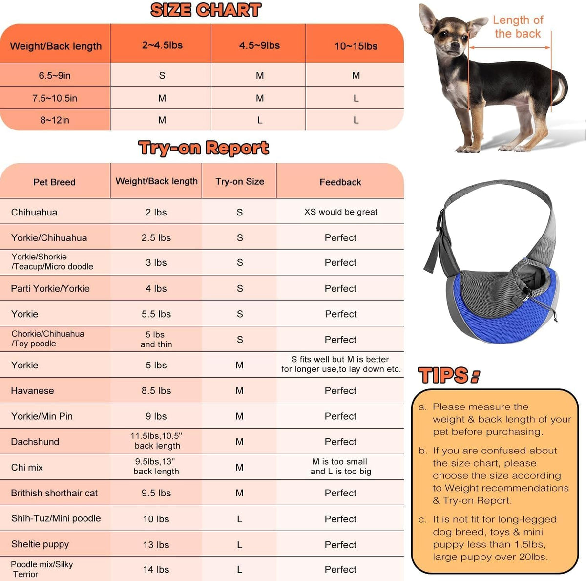 YUDODO Pet Sling Carrier for Small Dogs & Cats – Hands-Free Puppy Carrier with Safety Hook, Large