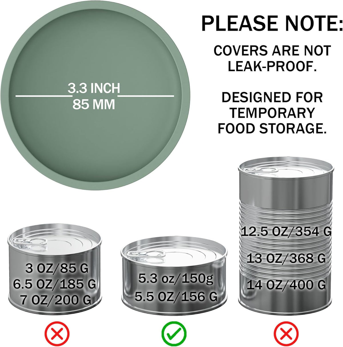 OHMO 2 Pack Pet Food Can Lids, (3.3 in / 85mm) Silicone Pet Food Can Lids Covers for 5.5 oz Cat and