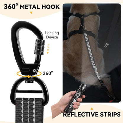 Pawaboo Dog Seatbelt for Car, 3-in-1 Dog Seat Belt Bungee, Shockproof Dogs Tether for Car with