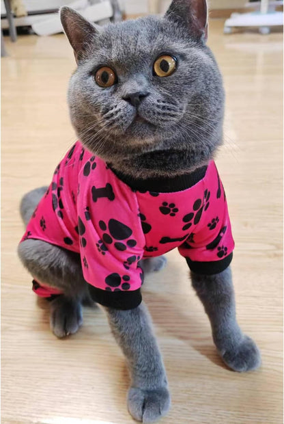 PET SHOW 4 Pack Small Dog Pajamas Paw Bone Patterns Cute Clothes for Medium Dogs Soft Fleece