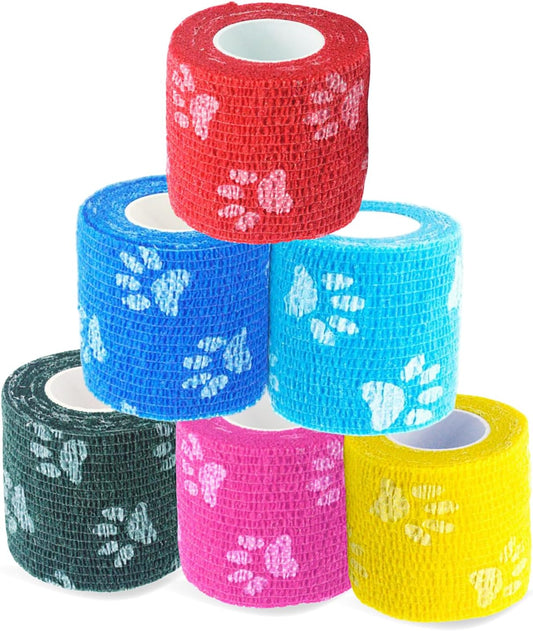 Pet Bandage 6 Rolls, Adhesive Bandage, Self Adhesive Bandage, First Aid Adhesive Gauze, for Horses