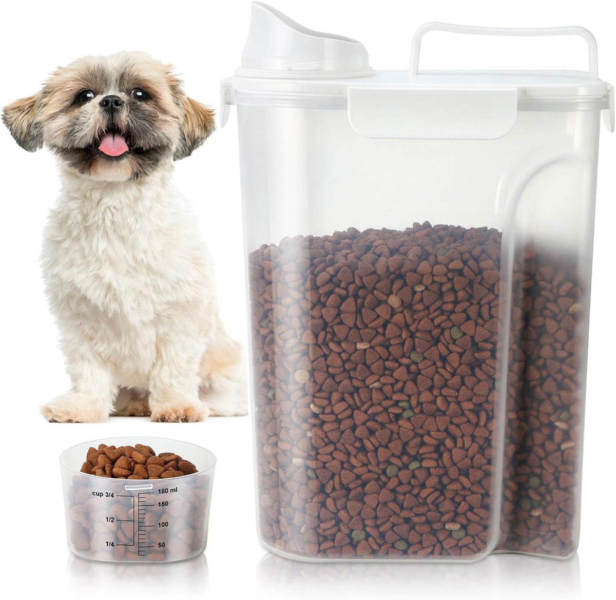TBMax Dog Food Storage Container 5-7 lbs, Airtight Cat Food Container with Larger Spout & Measuring