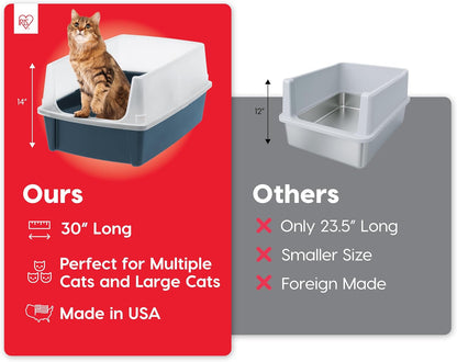 IRIS USA XX-Large Cat Litter Box, Open Top Extra Large Litter Box for Big Cats and Multi-Cat