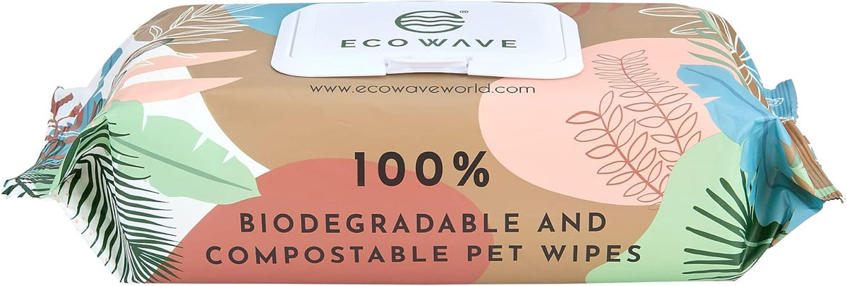 Eco Wave Hypoallergenic Plant-Based Pet Wipes, Dog and Cat Grooming Wipes for Face, Ears, Body