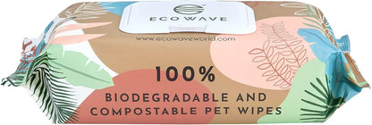 Eco Wave Hypoallergenic Plant-Based Pet Wipes, Dog and Cat Grooming Wipes for Face, Ears, Body