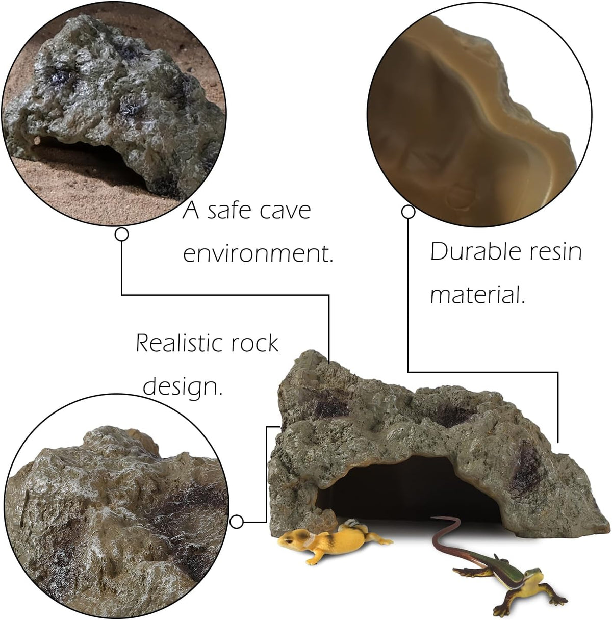 IBWell Resin Leopard Gecko Hide, True to Nature Reptile Rock for Bearded Dragon Hideout Snake Hides