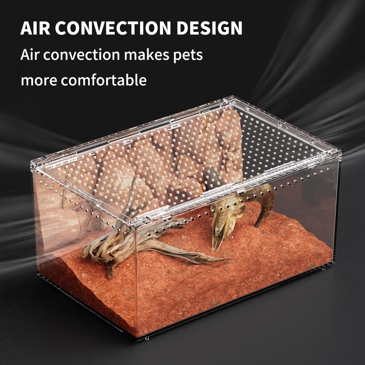 【No Assembly】 Reptile Tank Enclosure with Magnetic Button.16" * 10" * 8" Thicken Snake Enclosure