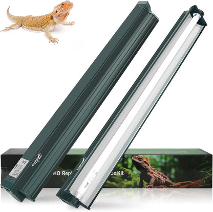 T5 Reptile Light Fixture Green Combo Kit 24W Light Fixture Reptile Terrarium Hood 10.0 UVB Light