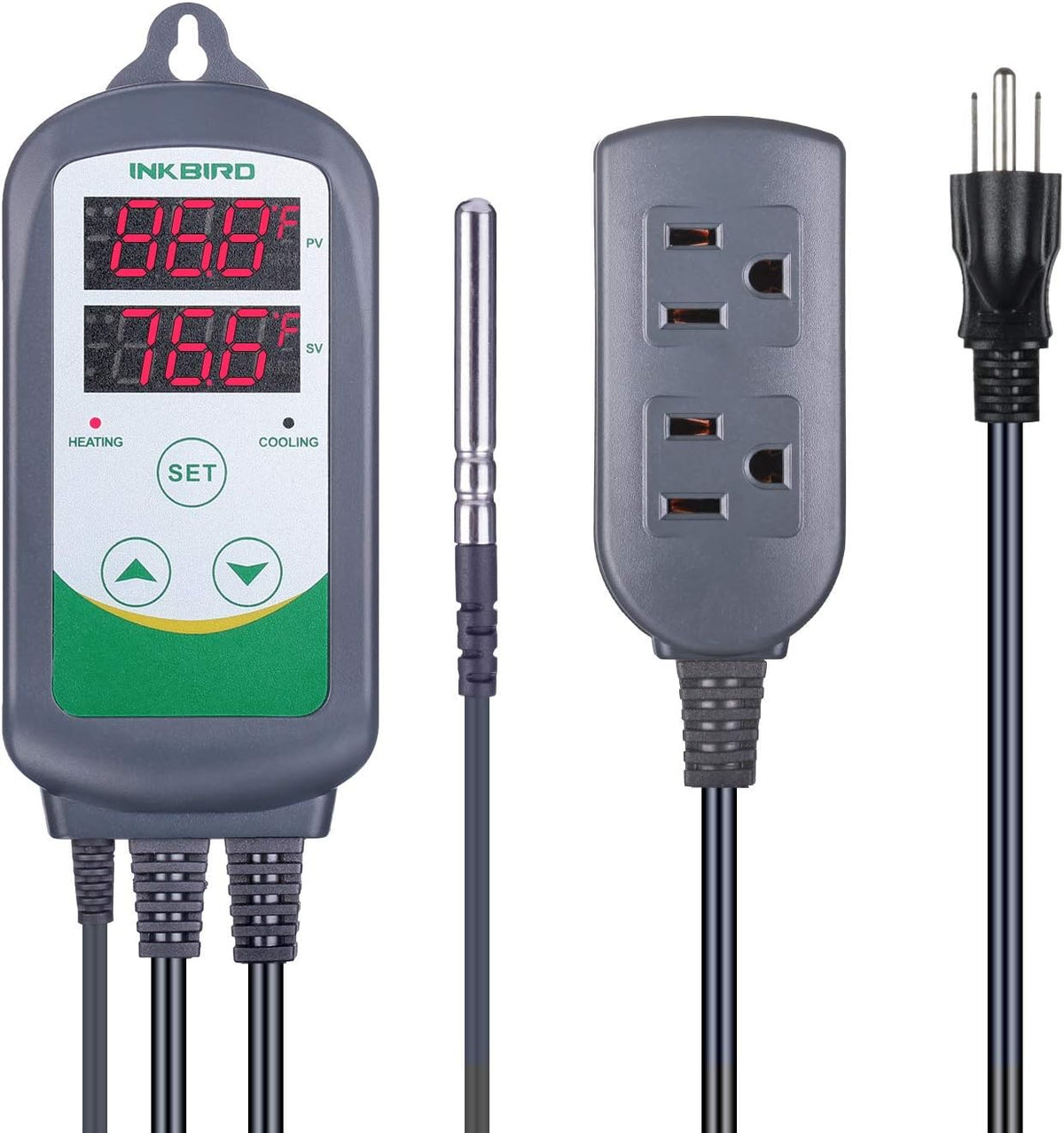 Inkbird ITC308 Freezer Thermostat Heating Cooling Plug Temperature Controller Outlet 110V 1200W